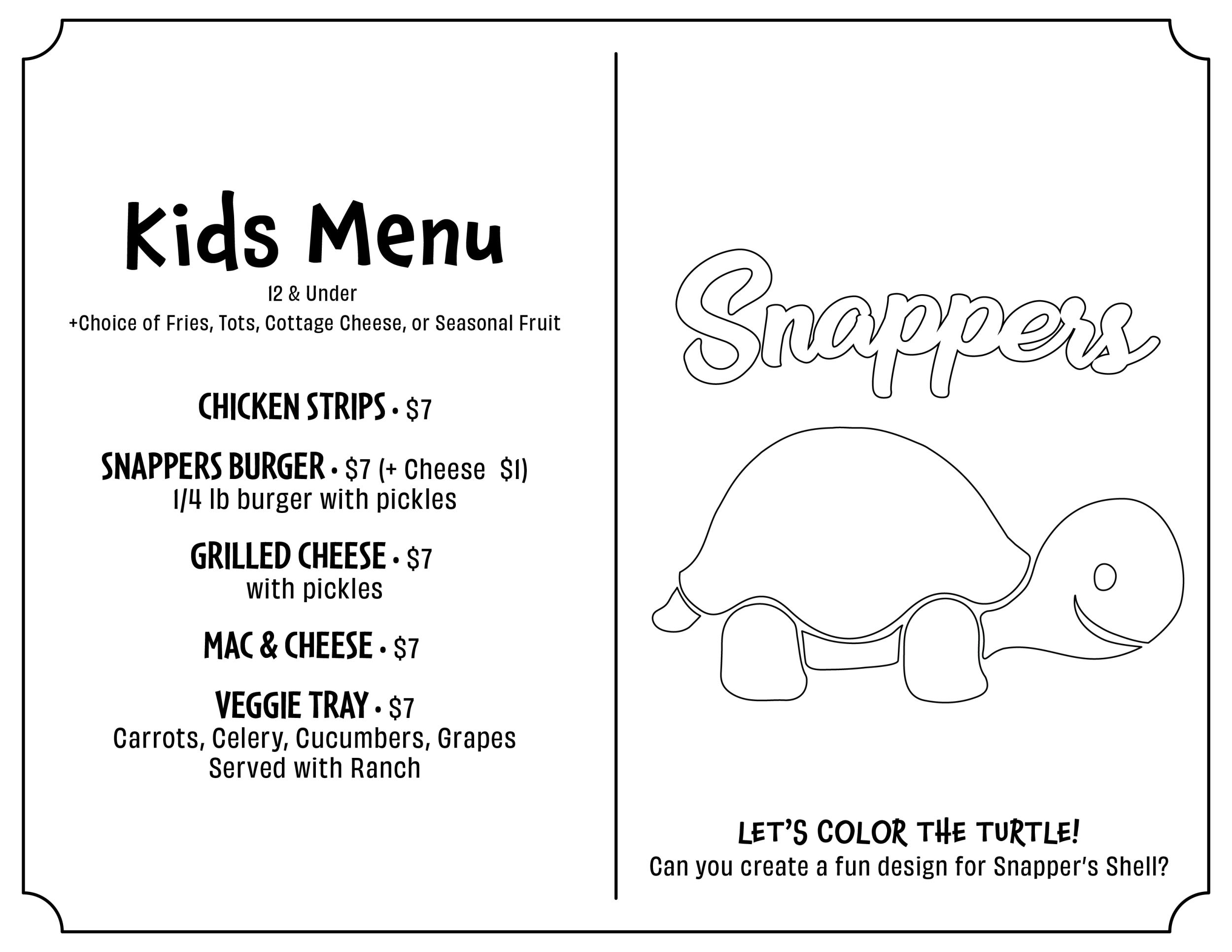 Snappers menu store